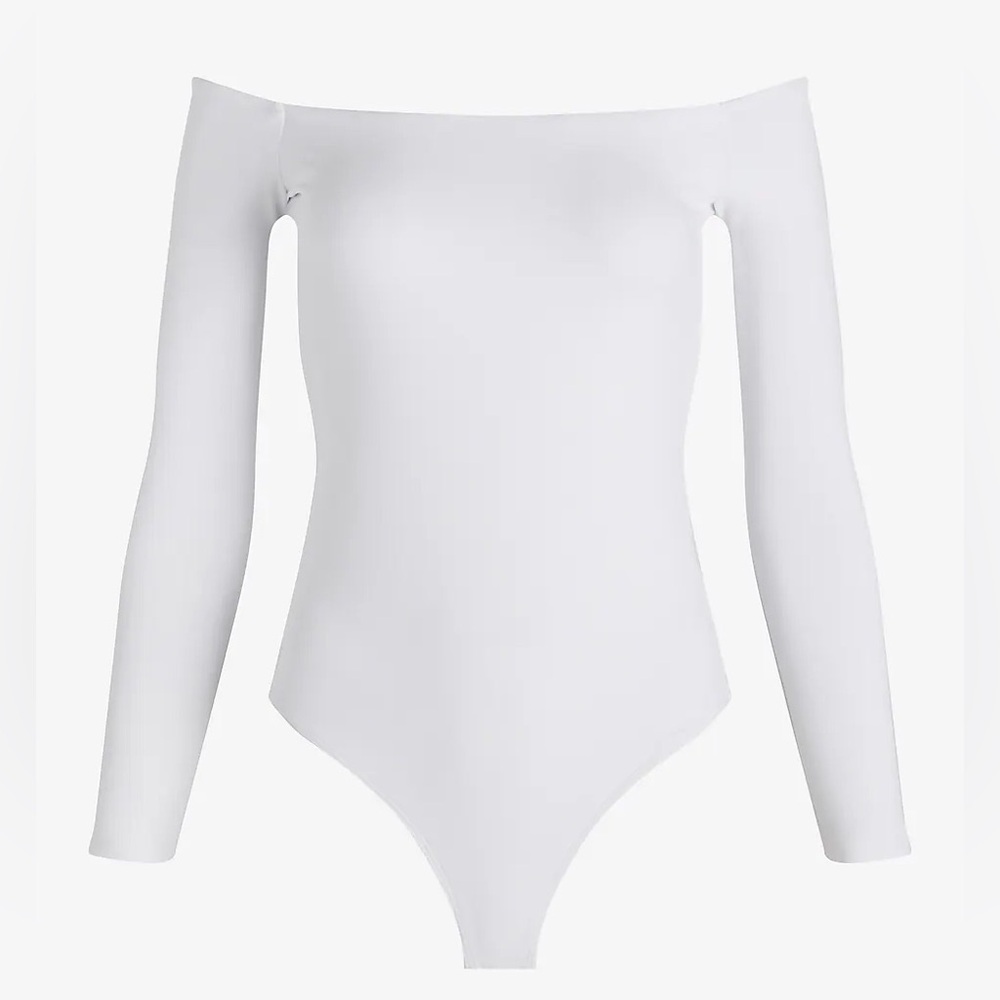 Express Body Contour High Compression Off The Shoulder Bodysuit - Picture 3 of 3